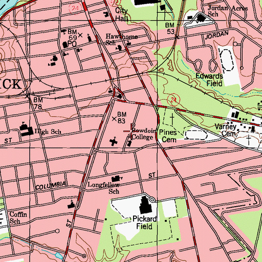 Topographic Map of King Chapel, ME