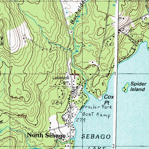 Topographic Map of Lakeside Cemetery, ME