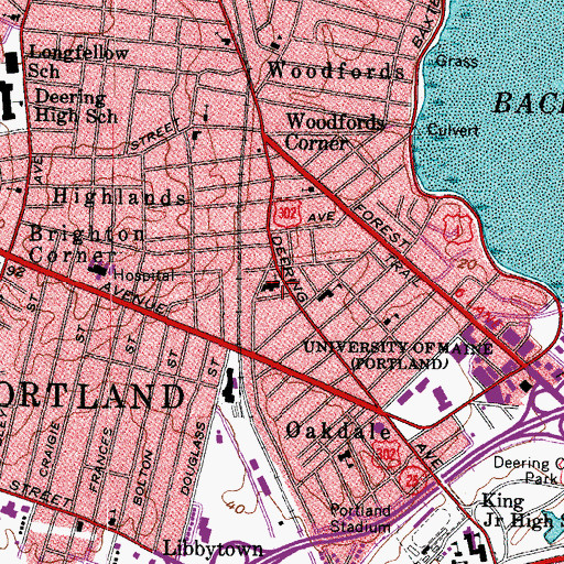Topographic Map of Levey Day School, ME