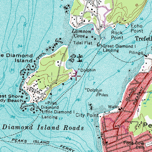 Topographic Map of Little Diamond Island Light, ME