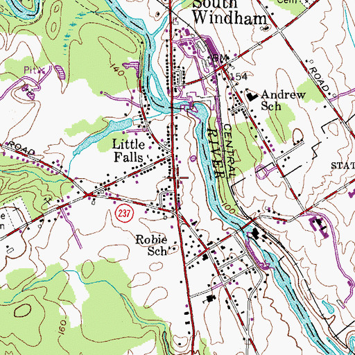 Topographic Map of Little Falls Baptist Church, ME