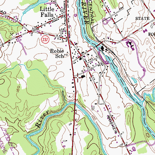 Topographic Map of Little Falls School, ME