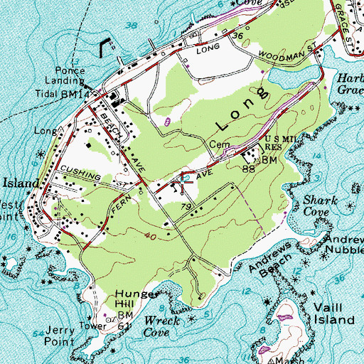 Topographic Map of Long Island Elementary School, ME