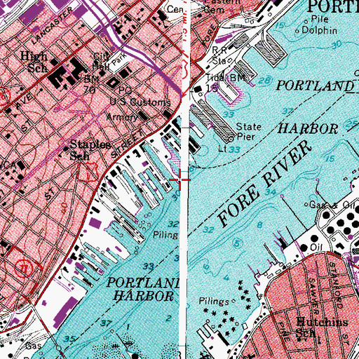 Topographic Map of Long Wharf, ME