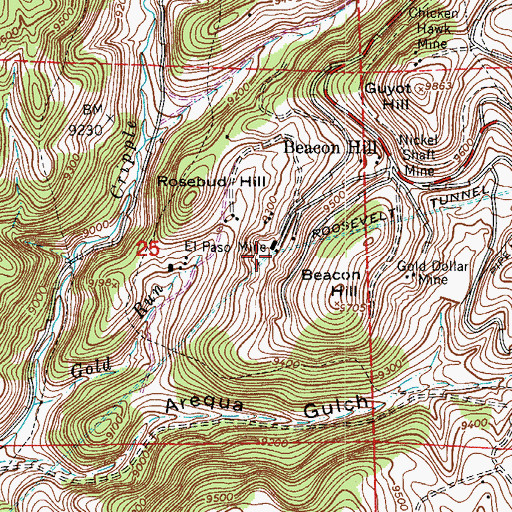 Topographic Map of Roosevelt Tunnel, CO
