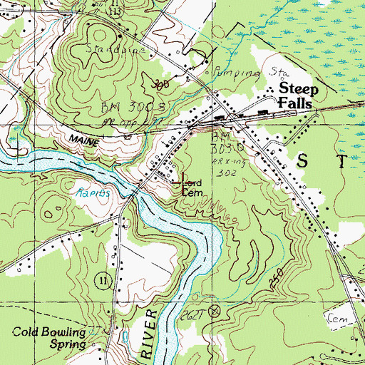Topographic Map of Lord Cemetery, ME