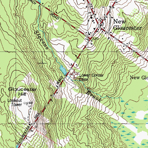Topographic Map of Lower Corner Cemetery, ME