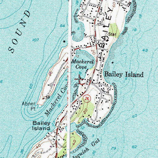 Topographic Map of Mackerel Cove Marina, ME