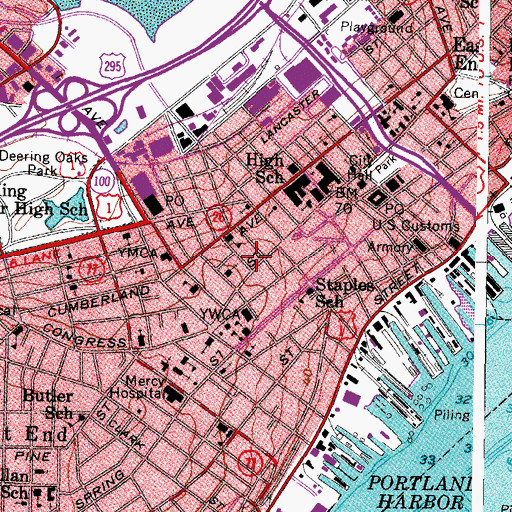 Topographic Map of Maine Charitable Mechanic Association Library, ME