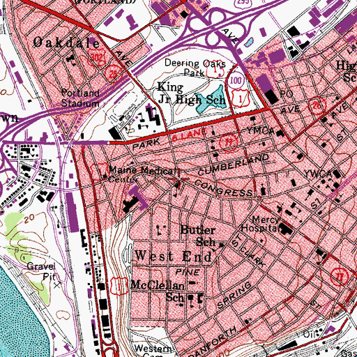 Topographic Map of Maine Eye and Ear Infirmary (historical), ME