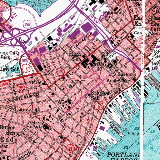 Topographic Map of Maine Historical Society Brown Research Library, ME