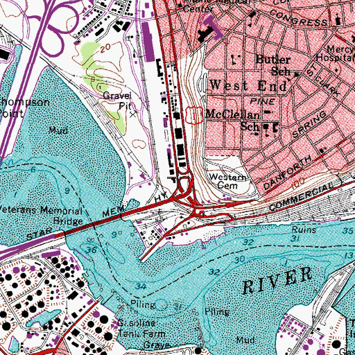 Topographic Map of Maine Publicity Bureau Building, ME