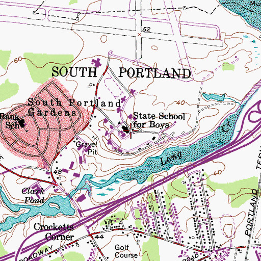 Topographic Map of Maine Youth Center Library, ME