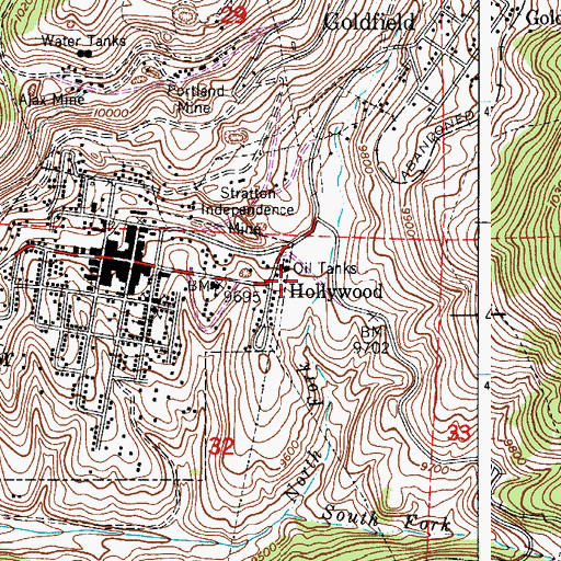 Topographic Map of Hollywood, CO
