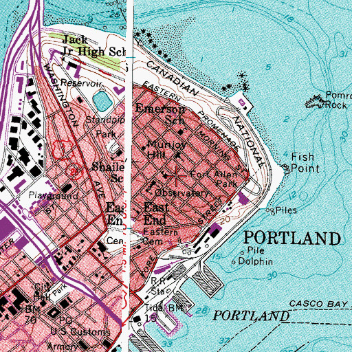 Topographic Map of Marada Adams School, ME