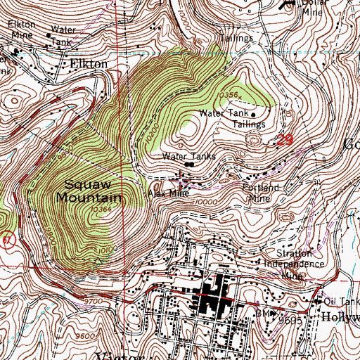 Topographic Map of Ajax Mine, CO