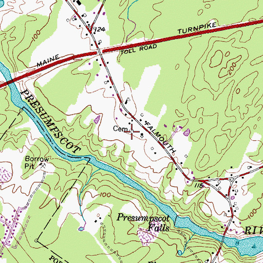 Topographic Map of Marston Cemetery, ME
