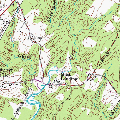 Topographic Map of Mast Landing Bird Sanctuary, ME