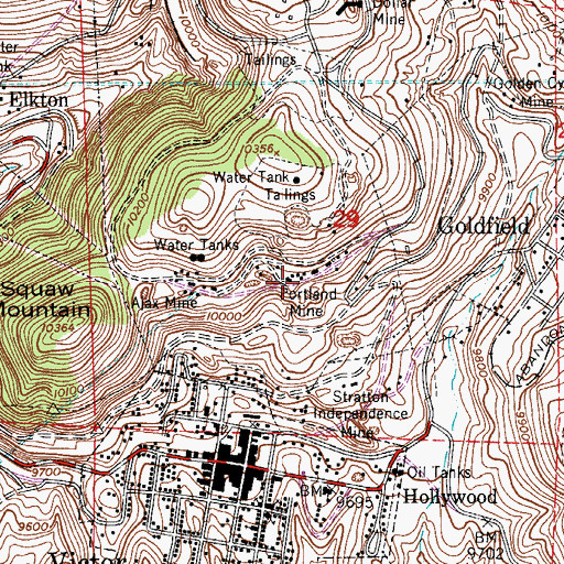 Topographic Map of Portland Mine, CO