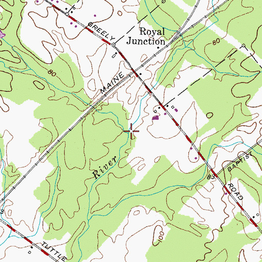 Topographic Map of Maxfield Brook, ME