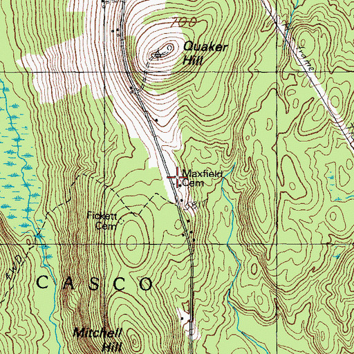 Topographic Map of Maxfield Cemetery, ME