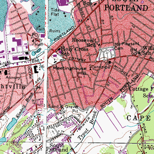 Topographic Map of Meeting House Hill, ME