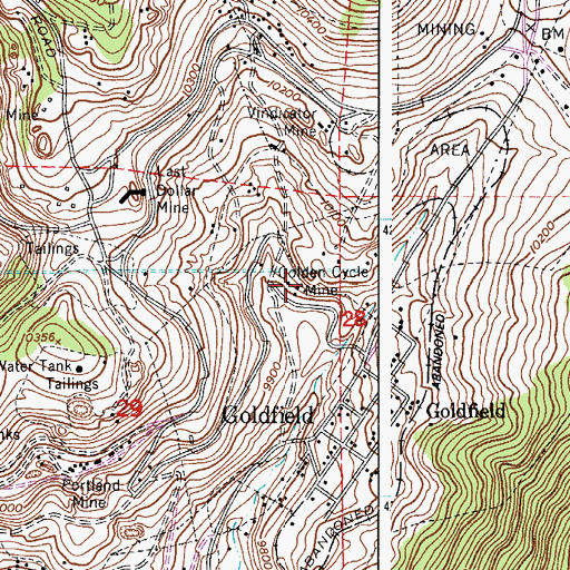 Topographic Map of Golden Cycle Mine, CO