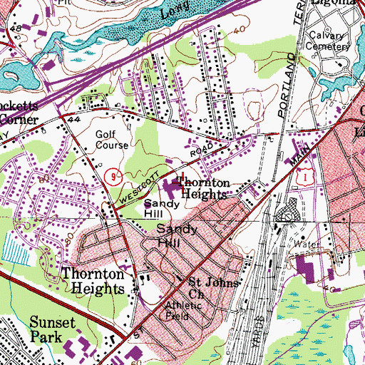 Topographic Map of Memorial Middle School, ME
