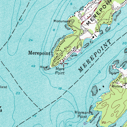 Topographic Map of Merepoint Yacht Club, ME
