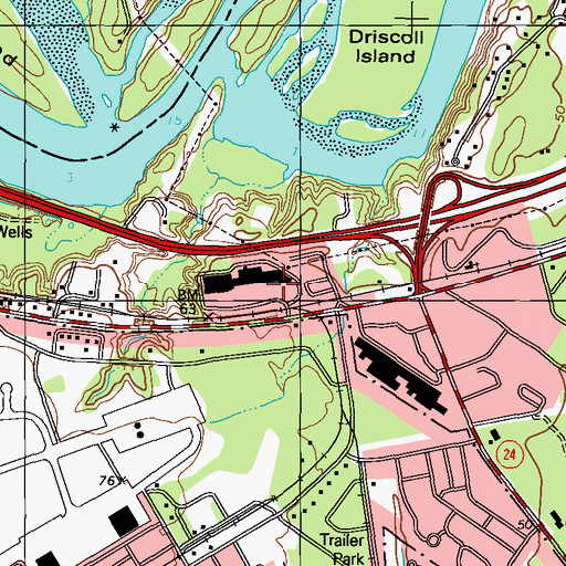 Topographic Map of Merrymeeting Trailer Park, ME