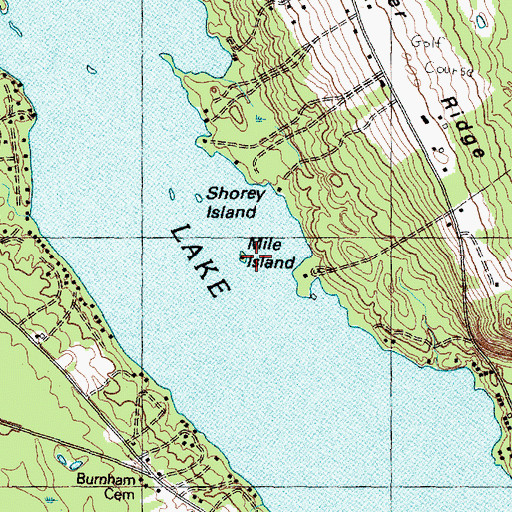 Topographic Map of Mile Island, ME