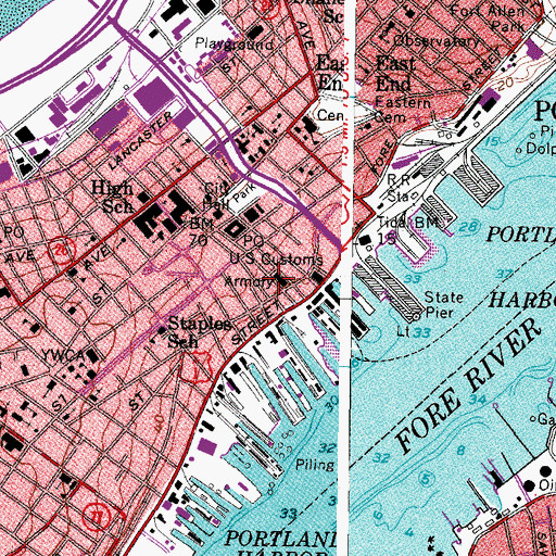 Topographic Map of Mill Creek Shopping Center, ME