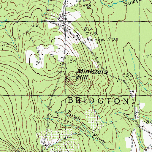 Topographic Map of Ministers Hill, ME