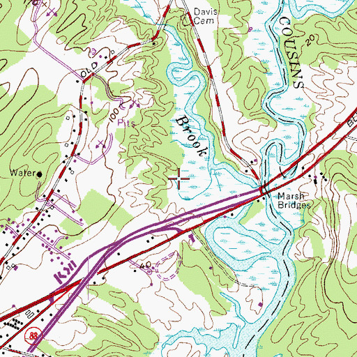Topographic Map of Mitchell Hill, ME