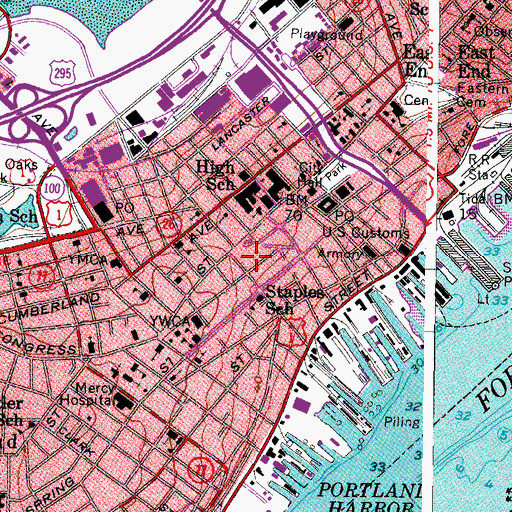 Topographic Map of Monument Square, ME