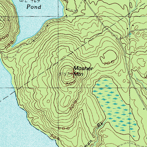 Topographic Map of Mosher Mountain, ME