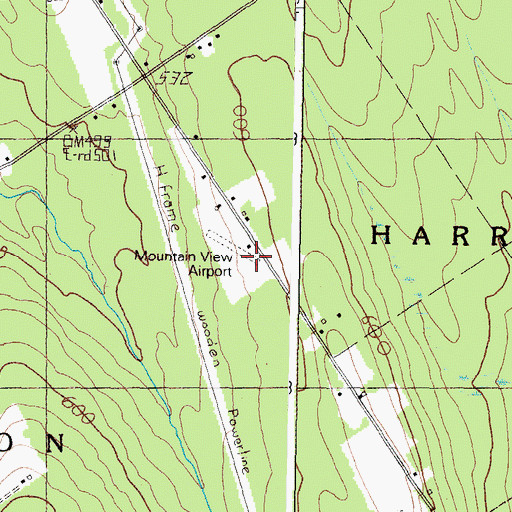 Topographic Map of Mountain View Airport (historical), ME