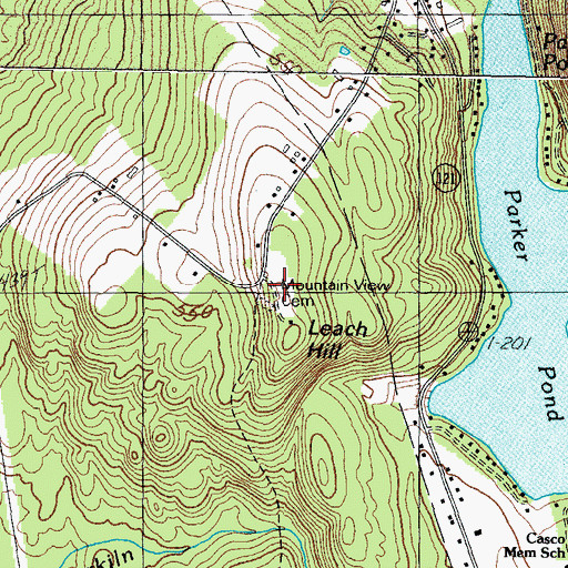 Topographic Map of Mountain View Cemetery, ME