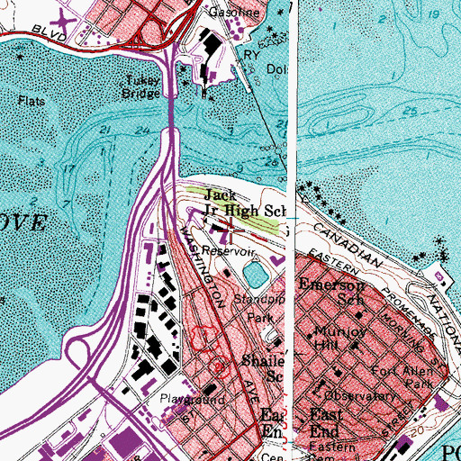 Topographic Map of Munjoy Branch Portland Public Library, ME