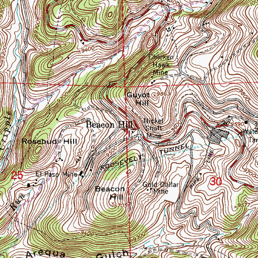 Topographic Map of Nickel Shaft Mine, CO