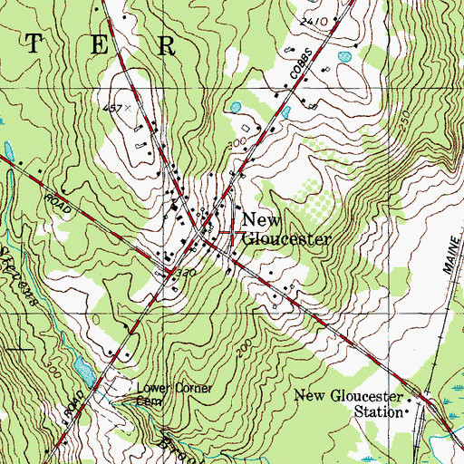 Topographic Map of New Gloucester Historic District, ME
