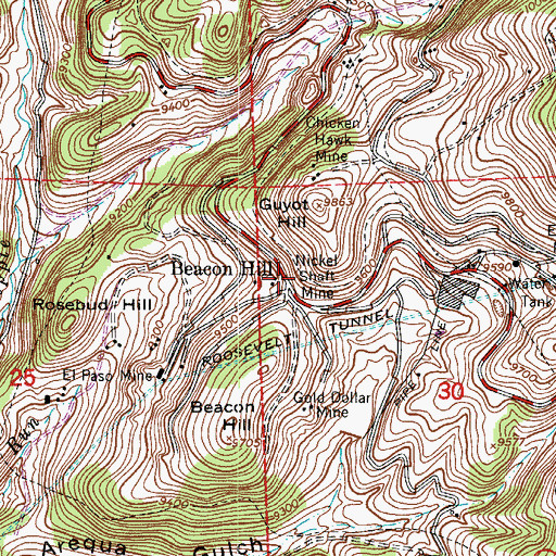 Topographic Map of Beacon Hill, CO