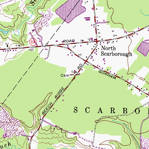 Topographic Map of Larrabee Cemetery, ME