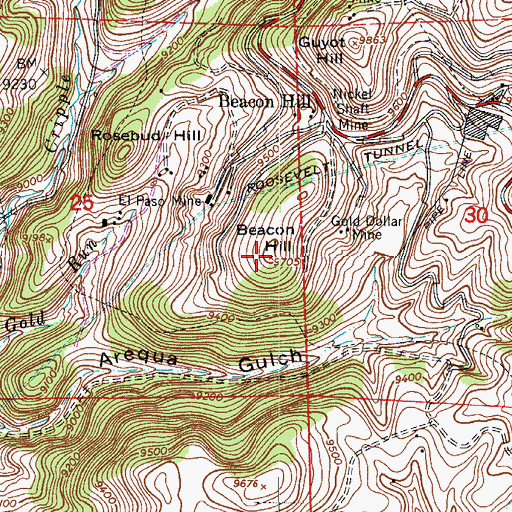Topographic Map of Beacon Hill, CO
