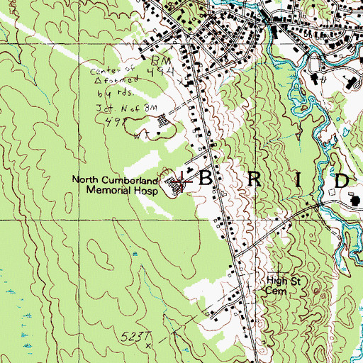 Topographic Map of Bridgton Hospital, ME
