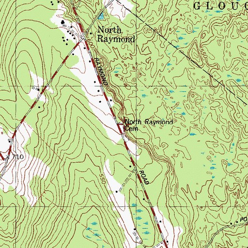 Topographic Map of North Raymond Cemetery, ME