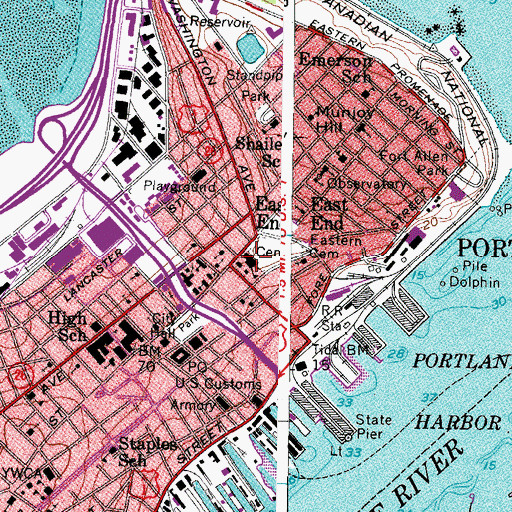 Topographic Map of North School, ME