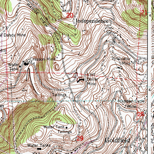 Topographic Map of Last Dollar Mine, CO