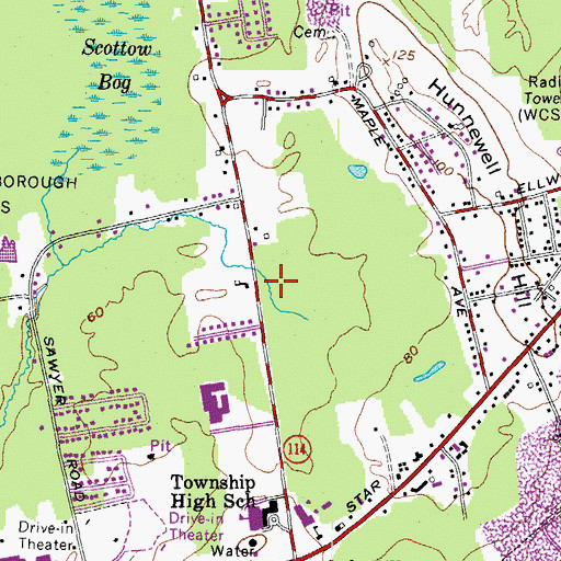 Topographic Map of Oak Hill Community Church, ME