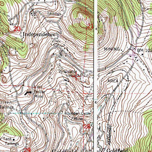 Topographic Map of Vindicator Mine, CO